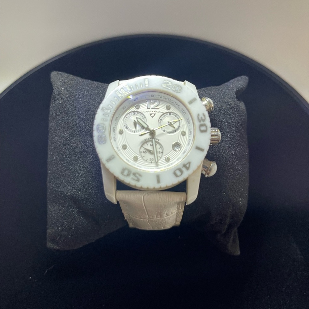 Swiss Legend SL10128-WSD Commander Diamonds Chrono White Ceramic Watch